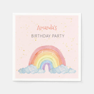 Guardanapo De Papel Festa de aniversário Arco-Íris de Aquarela Anterio