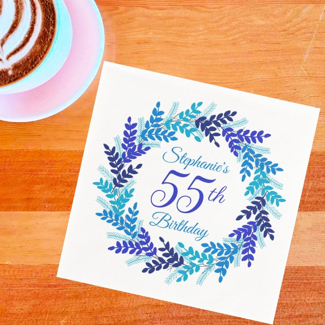 Guardanapo De Papel Festa de aniversário azul Elegante 55 (Criador carregado)