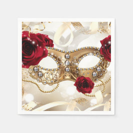 Guardanapo De Papel Festa de Aniversário Baile de Máscaras Dourado Cre