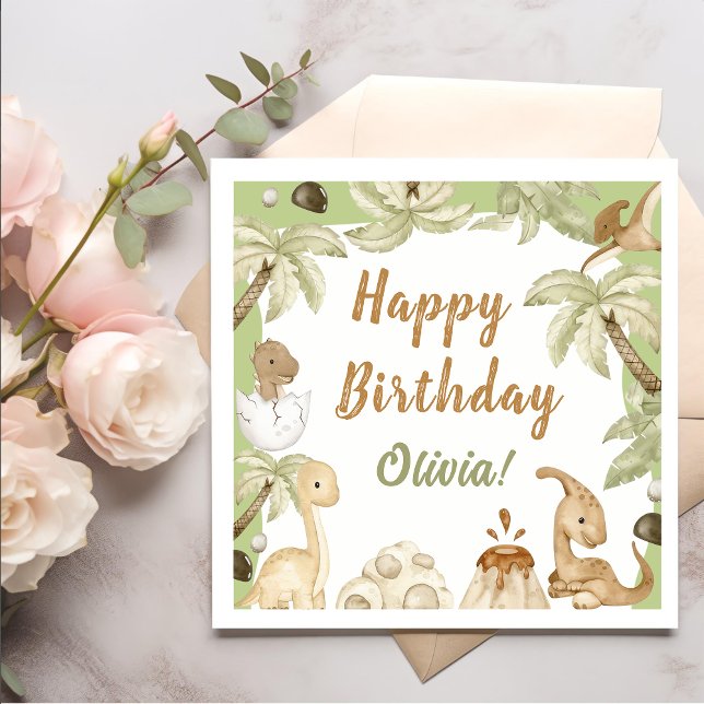 Guardanapo De Papel Festa de aniversário Bonita do Dinossauro (Criador carregado)