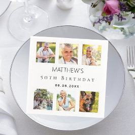 Guardanapo De Papel Festa de aniversário branca de colagem de fotos