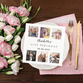 Guardanapo De Papel Festa de aniversário branca de colagem de fotos