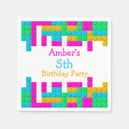 Guardanapo De Papel Festa de aniversário Colorida de Blocos de Constru
