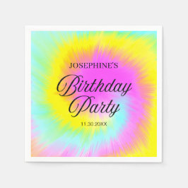 Guardanapo De Papel Festa de aniversário Colorida Tie Dye Pastel Boho