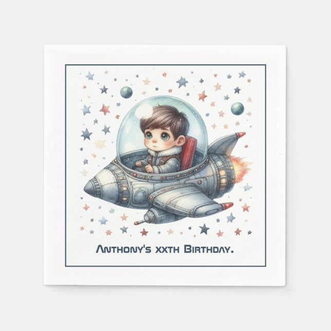 Guardanapo De Papel Festa de Aniversário com Tema Espacial para Astron (Frente)