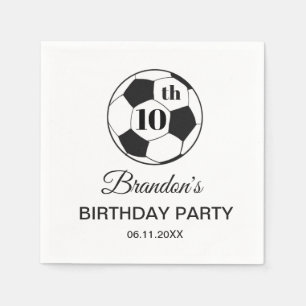 Guardanapo De Papel Festa de Aniversário de 10 anos Futebol Branco Men