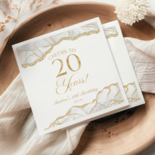 Guardanapo De Papel Festa de Aniversário de 20 Anos em Ágata com Ouro