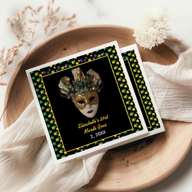 Guardanapo De Papel Festa de aniversário de 21 anos de Máscara de Mard (Criador carregado)