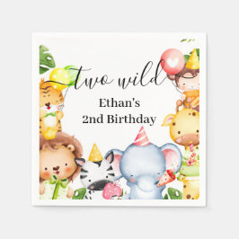 Guardanapo De Papel Festa de Aniversário de 2 anos com Dois Animais Se