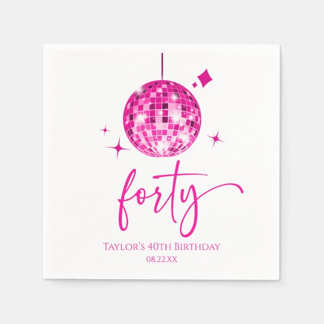 Guardanapo De Papel Festa de aniversário de 40 anos de Bola Disco de Q (Frente)