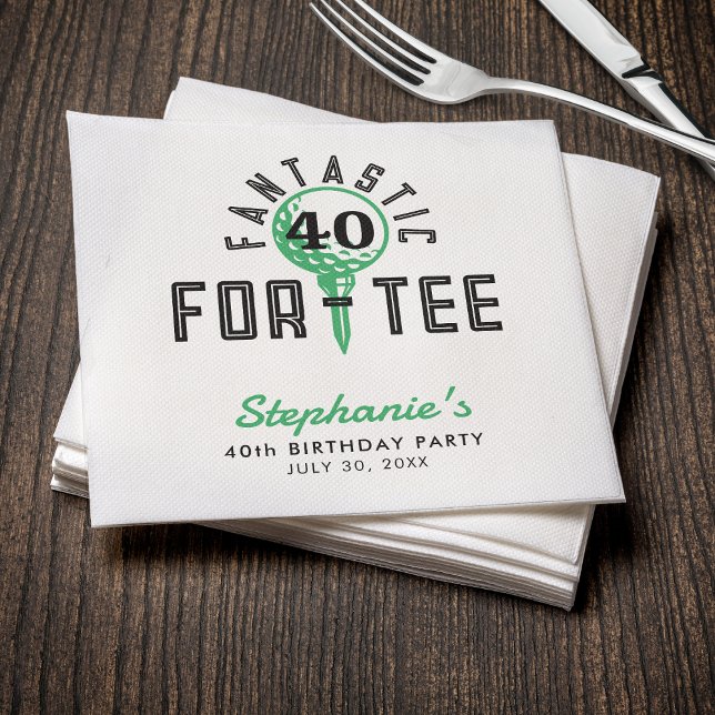 Guardanapo De Papel Festa de aniversário de 40 anos de Golfe Fantástic (Golf 40th Birthday Party Fantastic For-Tee White Napkins
)