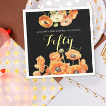Festa de Aniversário de 50 anos Floral Laranja Pre