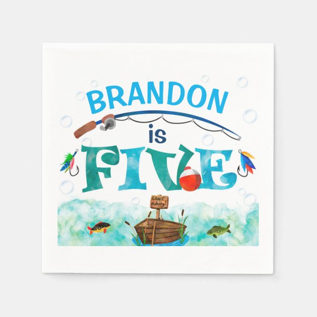 Guardanapo De Papel Festa de aniversário de 5 de O-fish-ally (Frente)