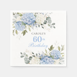 Guardanapo De Papel Festa de Aniversário de 60 anos com Hortênsia Azul
