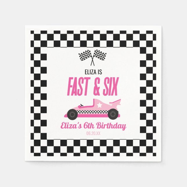 Guardanapo De Papel Festa de aniversário de 6 de Carro Race Rápido e S (Frente)