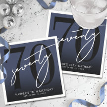Festa de Aniversário de 70 Anos Azul Moderno