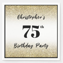 Festa de Aniversário de 75 anos Preta e Dourada Mo