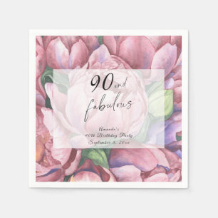Guardanapo De Papel Festa de Aniversário de 90 anos com Tema Floral Vi
