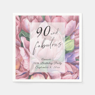 Guardanapo De Papel Festa de Aniversário de 90 anos com Tema Floral Vi