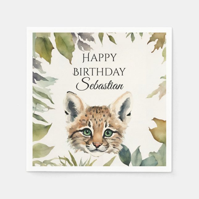 Guardanapo De Papel Festa de aniversário de animais de capoeira de gat (Frente)