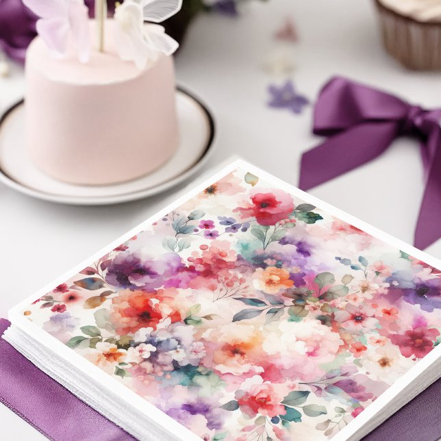 Guardanapo De Papel Festa de aniversário de Aquarela Fairycore Magnéti (Whimsical Fairycore Garden Birthday Party Watercolor Floral Paper Napkins)