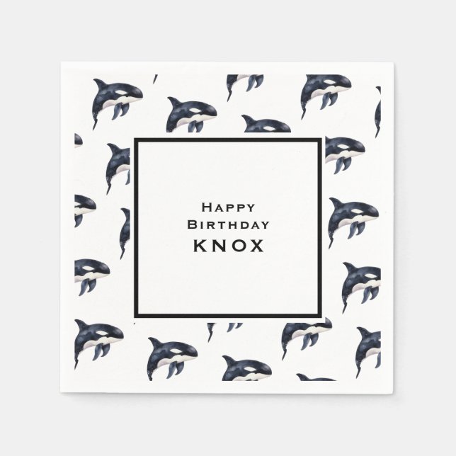 Guardanapo De Papel Festa de aniversário de baleia (Frente)