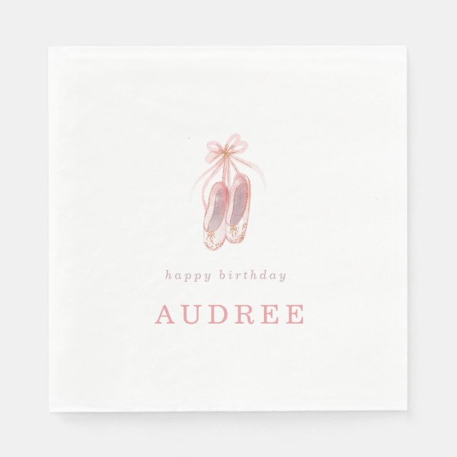 Guardanapo De Papel Festa de aniversário de Ballerina Rosa Elegante (Frente)