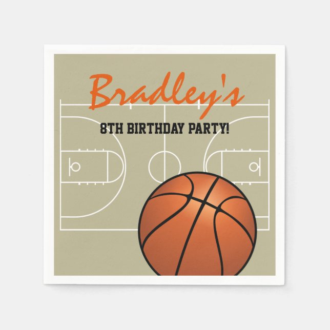 Guardanapo De Papel Festa de Aniversário de Basquete Infantil (Frente)