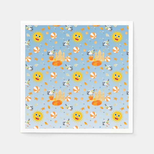 Guardanapo De Papel Festa de aniversário de bebê divertida da praia do (Frente)