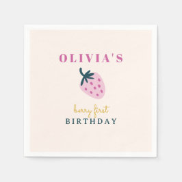 Guardanapo De Papel Festa de aniversário de bebê rosa de morango
