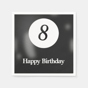 Guardanapo De Papel Festa de aniversário de Bola Oito de Bilhar Preto