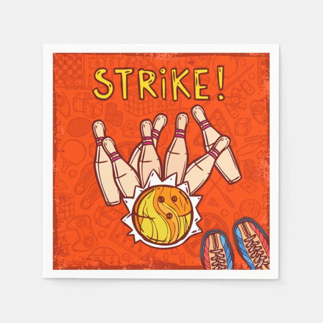 Guardanapo De Papel festa de aniversário de boliches de boliches (Frente)