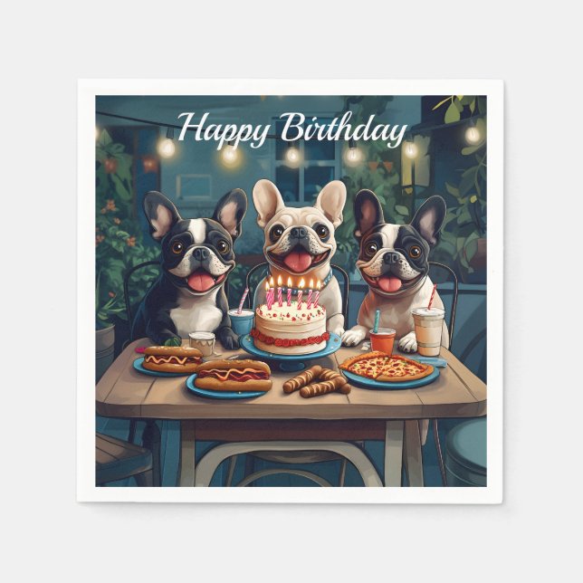 Guardanapo De Papel Festa de aniversário de Buldogue Francês (Frente)