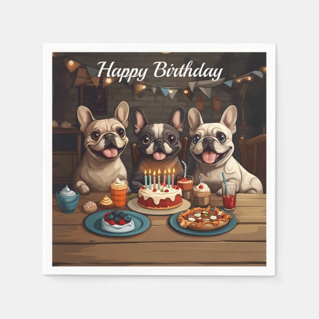Guardanapo De Papel Festa de aniversário de Buldogue Francês (Frente)