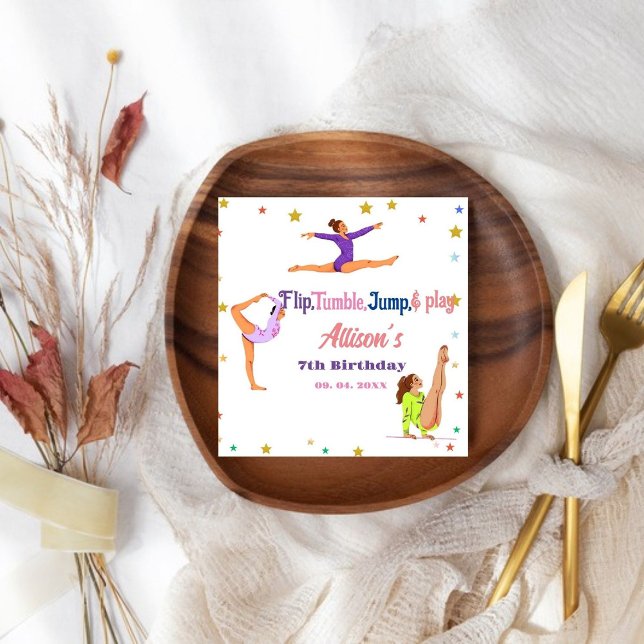 Guardanapo De Papel Festa de aniversário de cartanas salta na ginástic (Criador carregado)