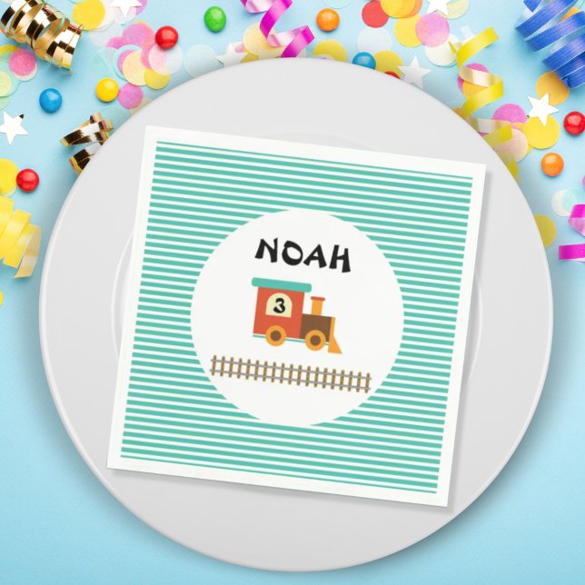 Guardanapo De Papel Festa de aniversário de comboio para crianças pequ (Criador carregado)