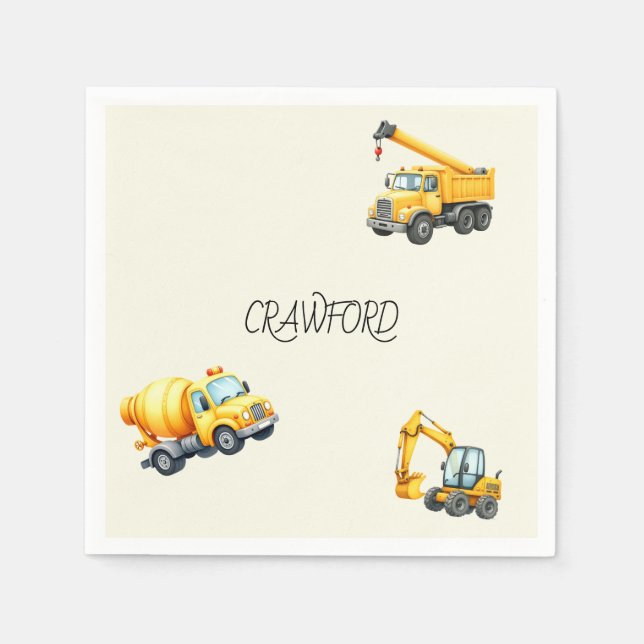 Guardanapo De Papel Festa de aniversário de Construção de Menino Perso (Frente)