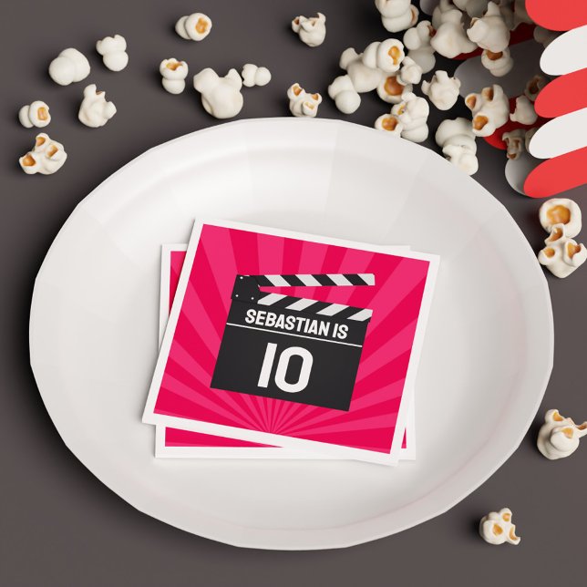 Guardanapo De Papel Festa de Aniversário de criança da Noite de Cinema (Red Movie Night Clapperboard Kids Birthday Party Napkins
)
