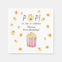 Guardanapo De Papel Festa de Aniversário de criança de Popcorn de Aqua