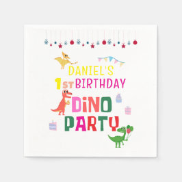 Guardanapo De Papel Festa de aniversário de Dino Dinossaur Moderno e B