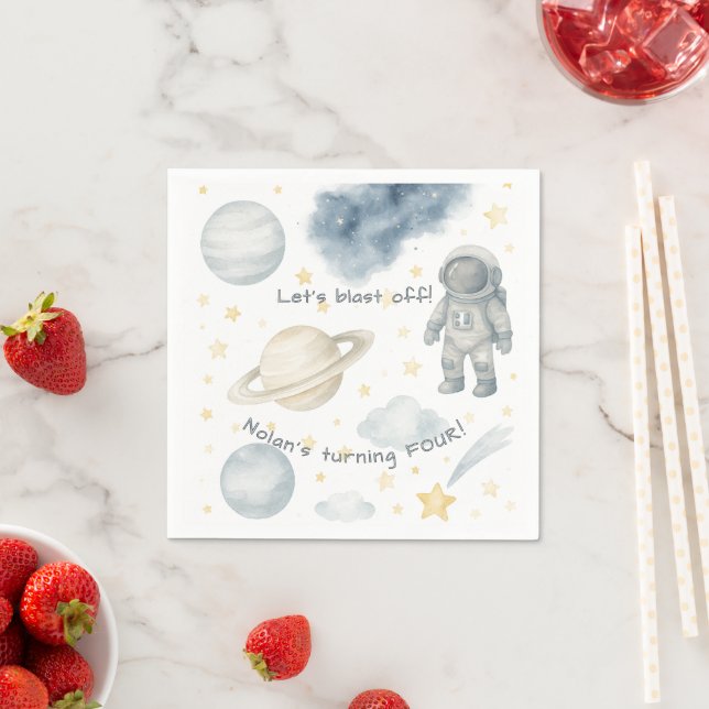 Guardanapo De Papel Festa de aniversário de Espaço Cósmico | Foguetes  (Insitu)