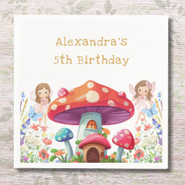 Guardanapo De Papel Festa de aniversário de fada de moça de cogumelo