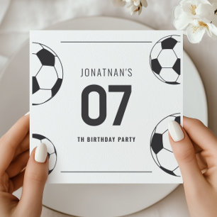 Guardanapo De Papel Festa de Aniversário de Futebol 7 Preto e Branco