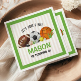 Guardanapo De Papel Festa de aniversário de Futebol de Esporte Verde