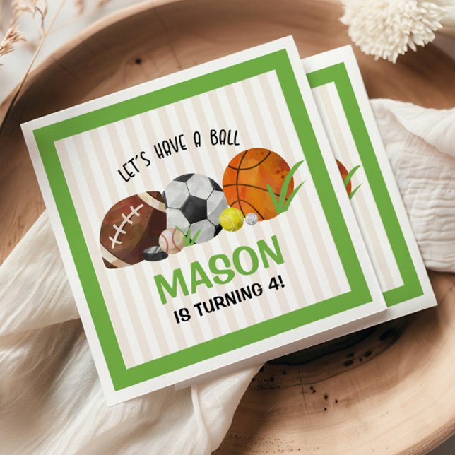 Guardanapo De Papel Festa de aniversário de Futebol de Esporte Verde (Criador carregado)