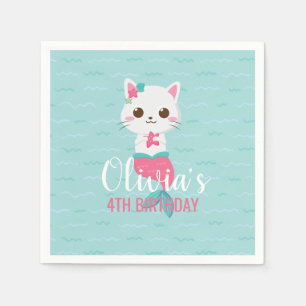 Guardanapo De Papel Festa de aniversário de Gatinho Sereia