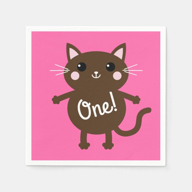 Guardanapo De Papel Festa de aniversário de gatos (Frente)