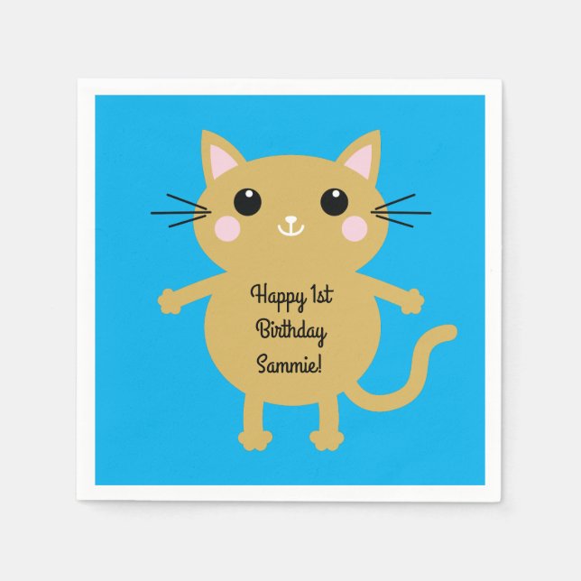 Guardanapo De Papel Festa de aniversário de gatos (Frente)