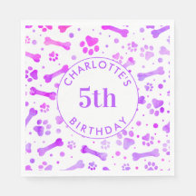 Festa de aniversário de impressões roxas, cor-de-á