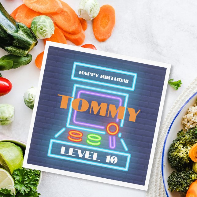 Guardanapo De Papel Festa de aniversário de Jogo de Arcade Retroativa (Criador carregado)